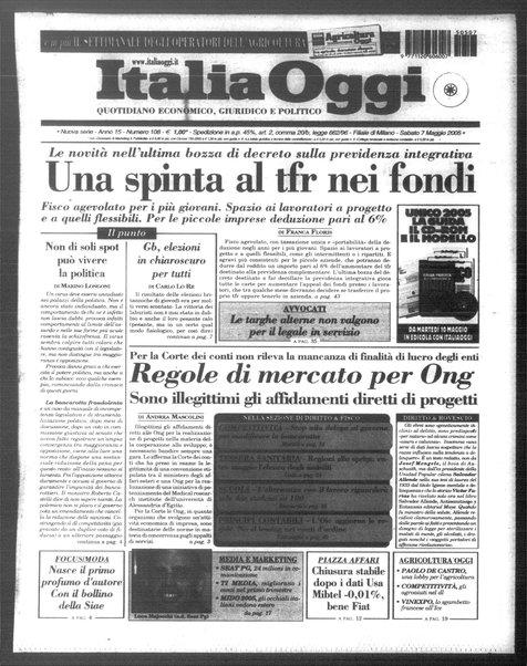 Italia oggi : quotidiano di economia finanza e politica